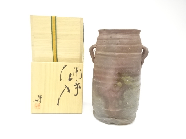 JAPANESE TEA CEREMONY / BIZEN WARE HANAIRE FLOWER VASE / ARTISAN WORK